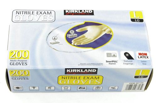 New box 200 nitrile (latex free) large l exam gloves kirkland free priority ship for sale