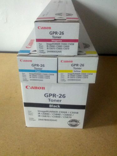 New Set of (4) Genuine Canon GPR-26 CMYK Toner Cartridges OEM