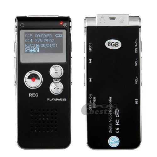 1x Digital Diktiergerat Voice Recorder Aufnahmegerat MP3 Mic Phone 8GB Schwarz