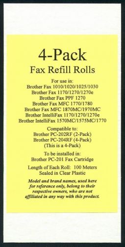 4-pack Fax Film Refill Rolls for your Brother 1170 1270 1270e 1770 Fax Cartridge