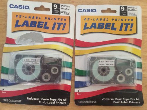 Casio 9MM XR-9WE-s Black Ink, White Tape NIP