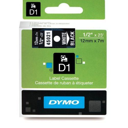 Dymo 45021 Label Maker Tape White/Black 1/2&#034; D1 Tape Authorized Dealer