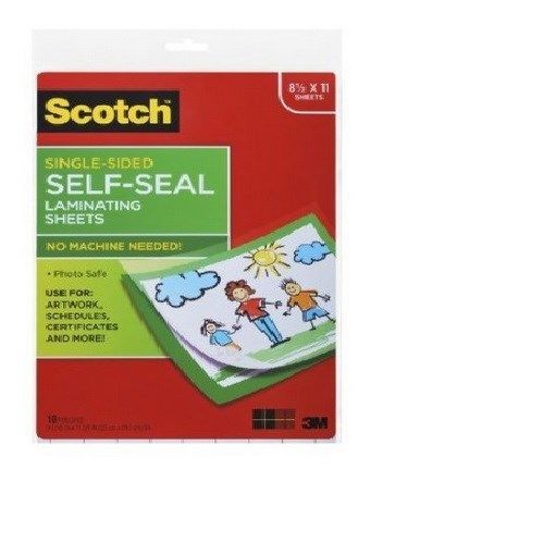 Scotch 9 x 12 Self Seal Laminating Sheets Letter Size Single Sided - 10 Pack