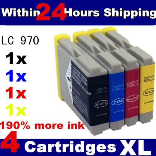 4 Compatible LC970 / LC1000 Ink Cartridges for Brother Printers Black + Colour