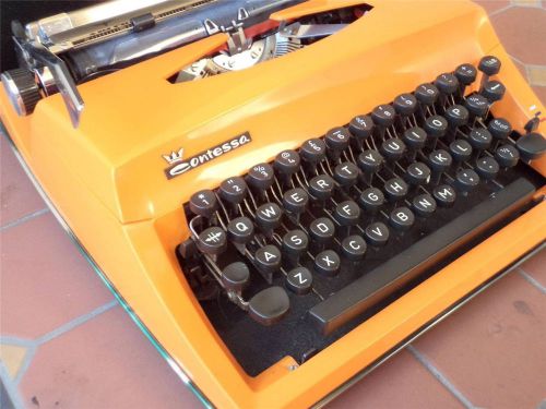 Vintage Retro Atomic Tangerine Adler Contessa Typwriter Made in Holland Flawless