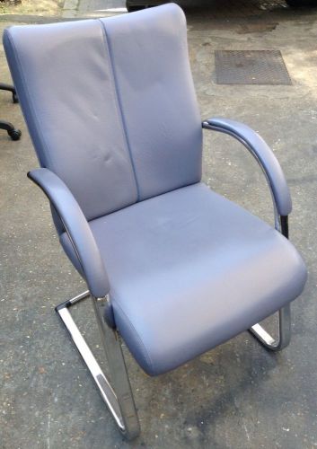 Hands of wycombe cantilever, blue leather, wooden backed conference seat for sale