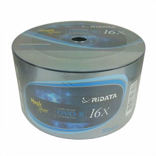 50 Ridata Brand Magic Silver 16x DVD-R Media Disk 4.7GB 120MIN Blank DVD DVDR