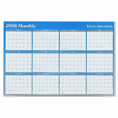 Reversible/Erasable Monthly/Quarterly Format Dated Yearly Wall Planner, 32x48, 2