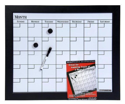 Dooley Boards Black Framed Magnetic Calendar Dry Erase Board, 18 x 22 Inch, New