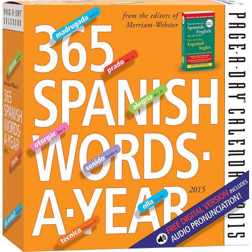 365 Spanish Words a Day 2015 Desk Calendar Free Shipping New