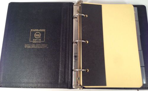 Vintage wilson jones black leather/vinyl ring binder notebook a to z tabs for sale