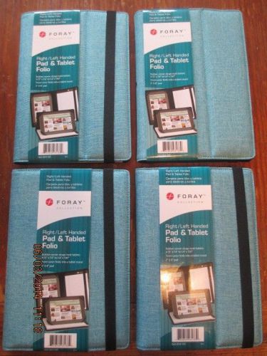 New Foray BLUE right / left handed PAD &amp; TABLET FOLIO 5&#034; X 8&#034;      LOT OF 4