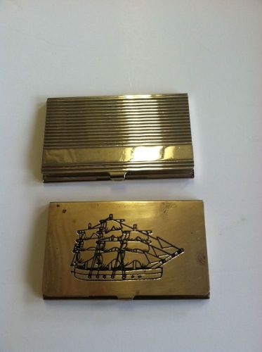 Vintage Business Card Holder  Lot Of 2 One With A Ship