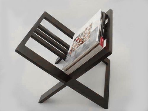 JCF Solid Wood Black Color Magazine Rack Office Desk Accessories