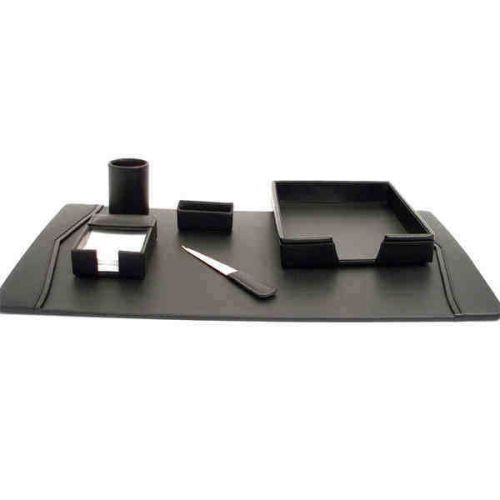 Bey-berk black leather 6pc desk set (new) for sale