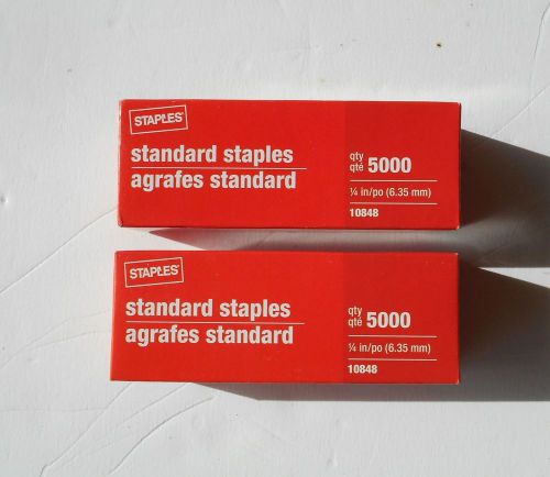 Staples standard 1/4&#034; (6.35mm) Lot/ 2 boxes 5000 each box Staples Brand