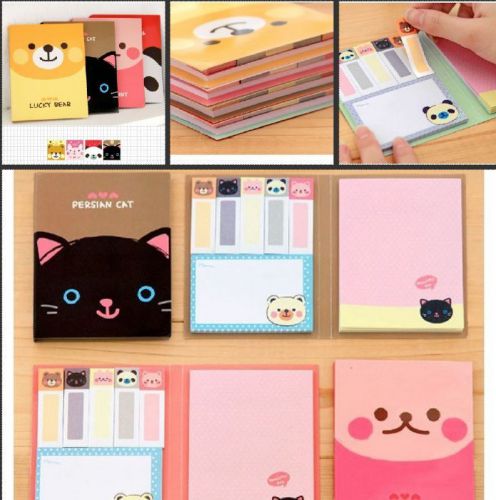 Animal Theme Cover Easy Sticky Notes Post-It Notes Bookmarks Stationery 4 Styles