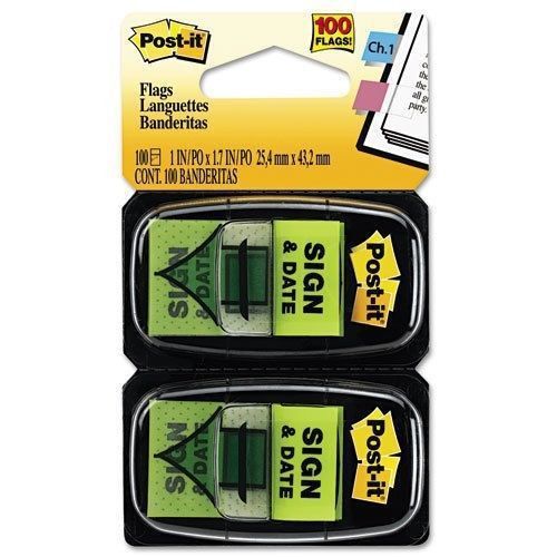 ~ Post-It 3M - 100 &#039;SIGN &amp; DATE&#039; FLAGS (1 Pack) STICKY NOTES!