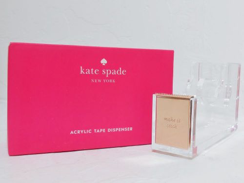 Nwt kate spade new york strike gold tape dispenser acrylic 14k plated gift box for sale