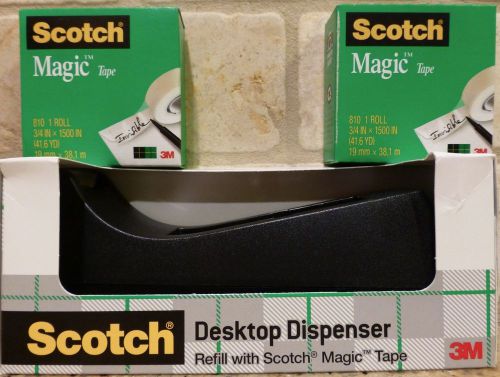 Scotch Desktop Tape Dispenser, 1&#034; Core, Weighted Non-Skid Base, Black - C38 MX