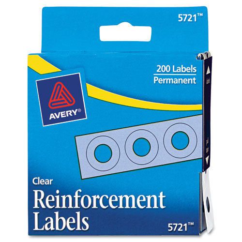 Dispenser Pack Hole Reinforcements, 1/4&#034; Diameter, Clear, 200/Pack