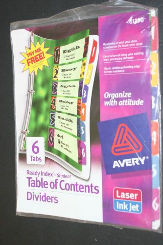 Avery Table of Contents Dividers for Laser/Inkjet in Unique Style 6 Tabs #11190&amp;