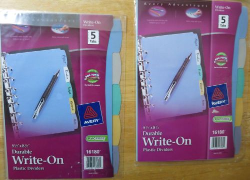 10 Write On PLASTIC DIVIDERS w/Tab mini 5-1/2&#034;x8-1/2&#034; asst color AVERY 16180 LOT