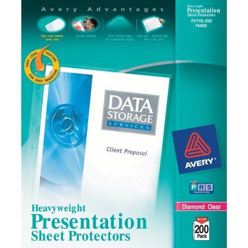 Avery diamond clear heavyweight sheet protector 200 pack (74400) new for sale