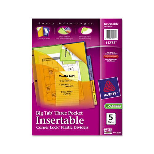 Avery insertable three-pocket divider with corner lock set of 5 for sale