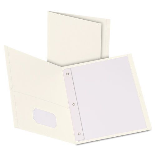 Twin-Pocket Folders with 3 Fasteners, Letter, 1/2&#034; Capacity, White, 25/Box