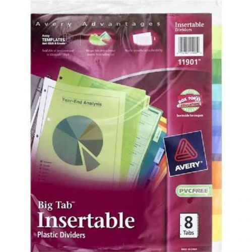 Avery 11901 8 Count Assorted Colors Big Tab Insertable Plastic Reference Divider