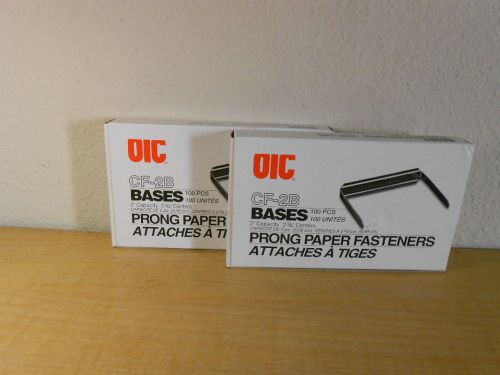 Lot of 2 oic prong bases paper fastener 2&#034; cap. / 2.75&#034; center nib 100ct cf-2b for sale