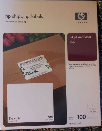 HP Q2594A White Shipping Labels, 3-1/3&#034; x 4&#034;, 100 Sheets Label