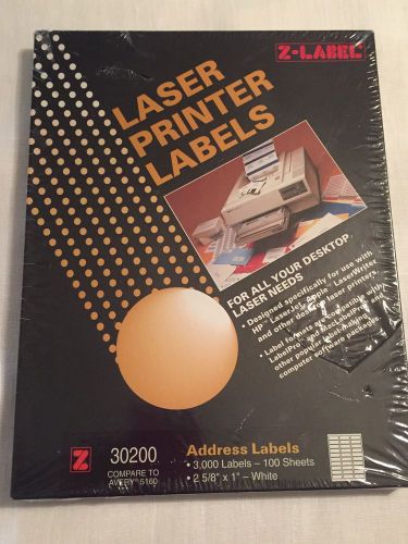 Z-Label Laser Printer Address Labels 30200 100 Sheets - Comparable To Avery 5160