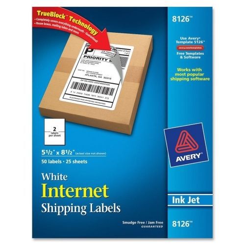 LOT OF 4 Avery InkJet Shipping Labels - 5.50&#034; W x 8.50&#034; L - 50/Pack -White