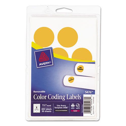 Print or Write Removable Color-Coding Labels, 1-1/4in dia, Neon Orange, 400/Pack