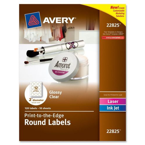 Avery 22825 Print-To-The-Edge Round Labels 2&#034; Diameter, 120 PK Clear Glossy