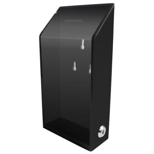 Acrylic charity donation box with lock &amp; 2 keys. AC-01- Black