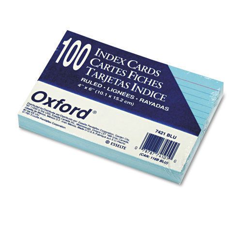 Oxford Ruled Index Cards, 4 x 6, Blue, 100/Pack, PK - ESS7421BLU