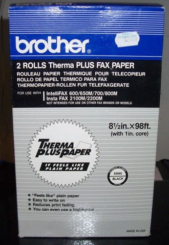Brother Thermal Fax Paper 2 Rolls Therma Plus #6890 Black NEW!