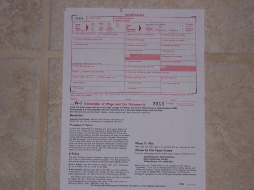 2013 IRS Tax Form W-3 Transmittal of Wage and Tax Statements (submit with W-2s)