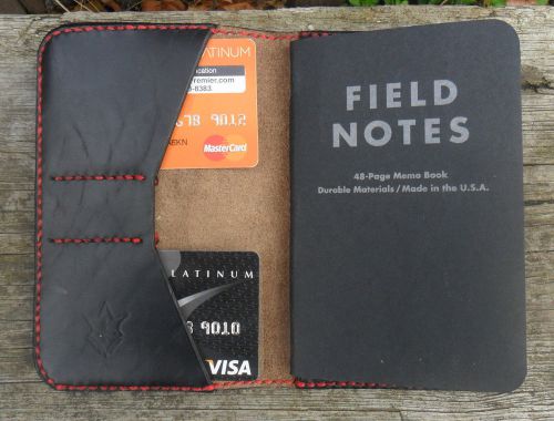 Handmade Leather Case Cover for Field Notes Card Holder Chromexcel Black Red