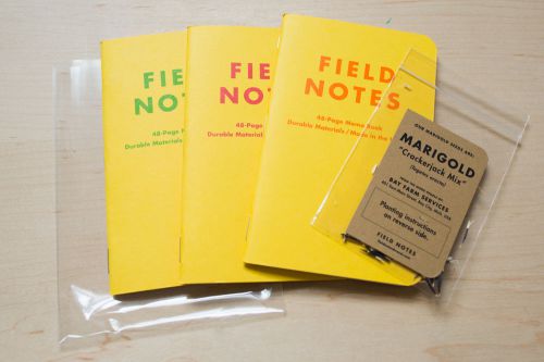 FIELD NOTES - Packet of Sunshine with Marigold Seeds - Spring 2010 - Set of 3