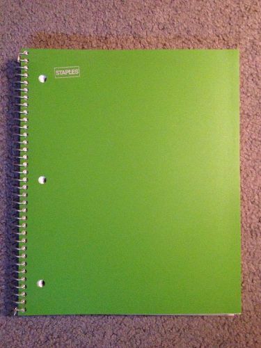 Staples 3 Subject Green Notebook, 9&#034;x11&#034;