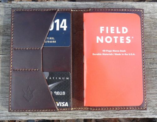 Handmade leather case cover for field notes card holder xl chromexcel burgundy for sale
