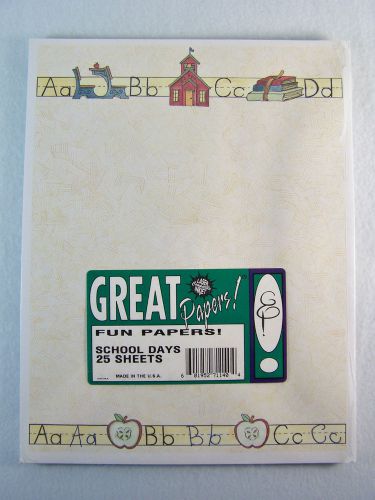 NEW&amp;SEALED!~GREAT PAPERS~SCHOOL DAYS~25 SHEET LETTERHEAD/STATIONERY PACK~8.5x11&#034;