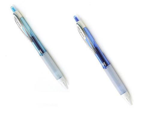 NEW - 2 Uni-ball 207 Retractable Gel Ink Pens - 0.7 mm - Blue and Light Blue