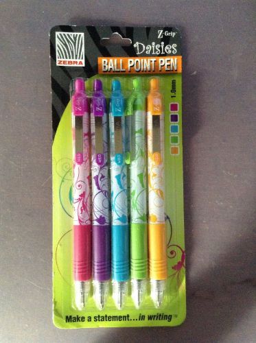 Zebra® Z-Grip™ Daisies Retractable Ballpoint Pens, Assorted, 5/Pack