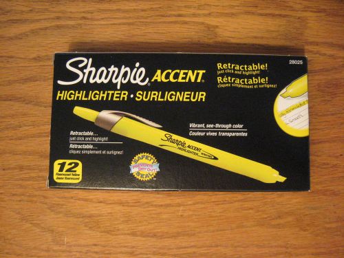 Sharpie Accent Retractable Highlighter, Chisel Tip, Yellow, Pack of 12 (28025)