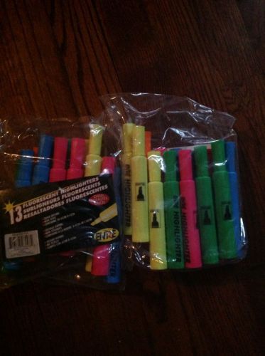 Package of 13 Entre Fluorescent Highlighters Assorted Colors